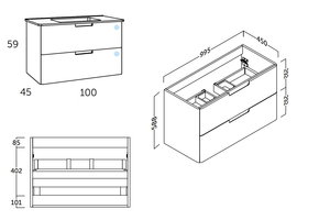 100 cm. Mueble de Baño COYCAMA Modelo OMEGA Suspendido