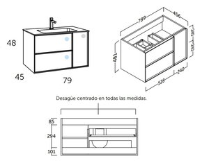 80 cm. Mueble de Baño COYCAMA Modelo OSLO Suspendido