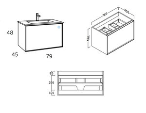 80 cm. Mueble de Baño COYCAMA Modelo BERLÍN Suspendido