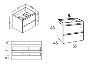 60 cm. Mueble de Baño COYCAMA Modelo PRAGA Suspendido