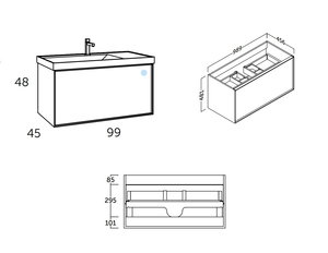 100 cm. Mueble de Baño COYCAMA Modelo BERLÍN Suspendido