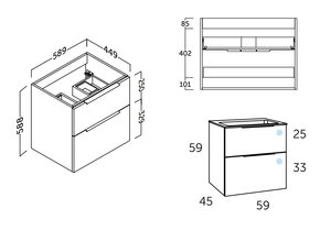 60 cm. Mueble de Baño COYCAMA Modelo GALSAKY  Suspendido