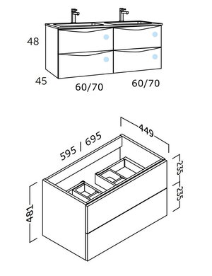 Mueble de Baño COYCAMA Modelo LANDES 4 G 2 Senos