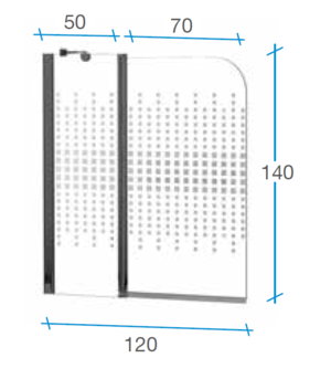5 mm. Panel de Bañera BECRISA Modelo TWIN Cuadros 1 Fijo y 1 Puerta Abatible