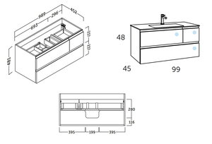 100 cm. Mueble de Baño COYCAMA Modelo LUXOR Suspendido