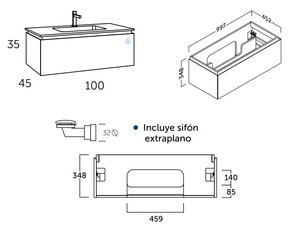 100 cm. Mueble de Baño COYCAMA Modelo SIGMA Suspendido