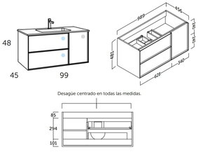 100 cm. Mueble de Baño COYCAMA Modelo OSLO Suspendido