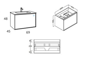 70 cm. Mueble de Baño COYCAMA Modelo BERLÍN Suspendido