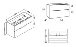 100 cm. Mueble de Baño COYCAMA Modelo GALSAKY  Suspendido