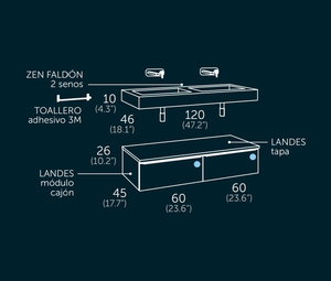 120 cm. Mueble de Baño COYCAMA Modelo LANDES Lavabo ZEN 2 Senos