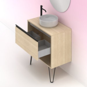 80 cm. Mueble de Baño Roble AMIZUVA Modelo YOKO TOP Suspendido