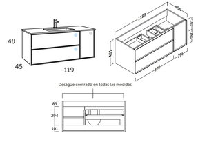 120 cm. Mueble de Baño COYCAMA Modelo OSLO Suspendido