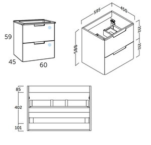 60 cm. Mueble de Baño COYCAMA Modelo OMEGA Suspendido